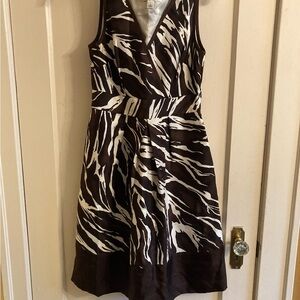 Banana Republic Brown and white V-Neck Mini Sundress